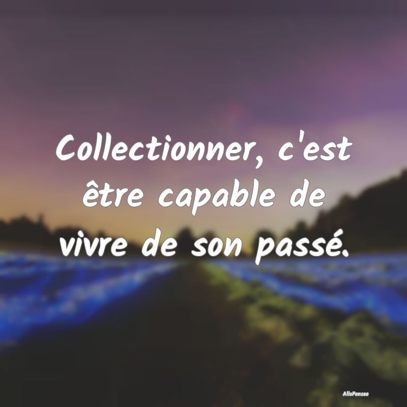 Collectionner, c'est être capable de vivre de son...