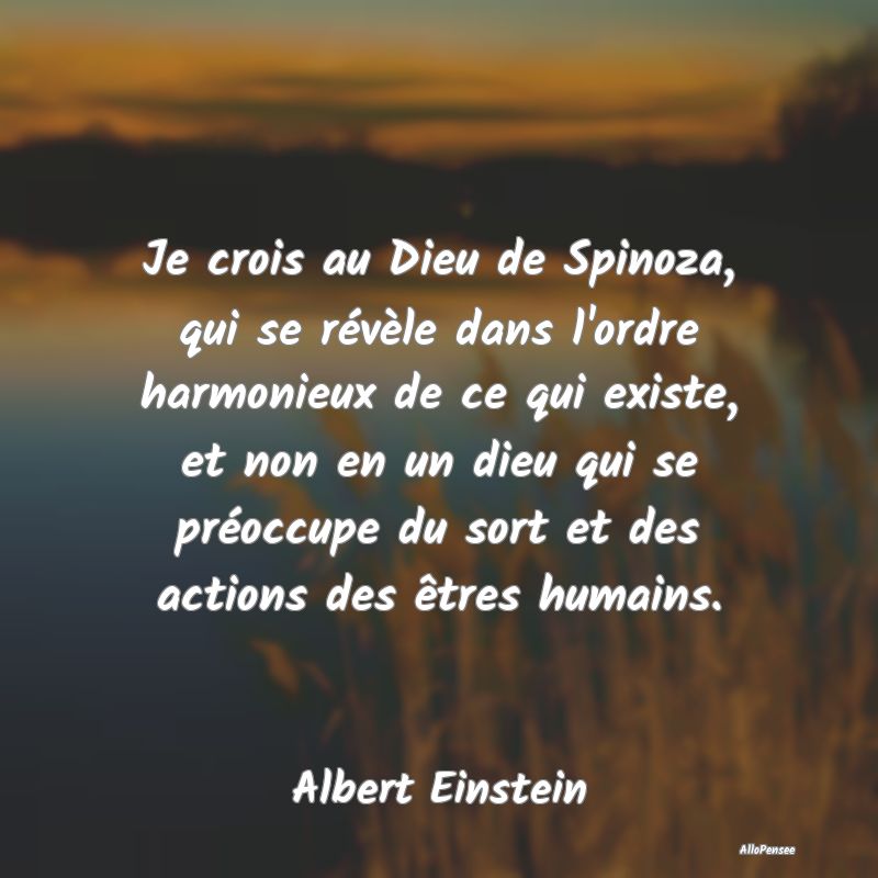 Je crois au Dieu de Spinoza, qui se révèle dans ... Je crois au Dieu de Spinoza, qui se révèle dans ...