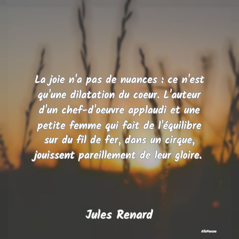 La joie n'a pas de nuances : ce n'est qu'une dilat...