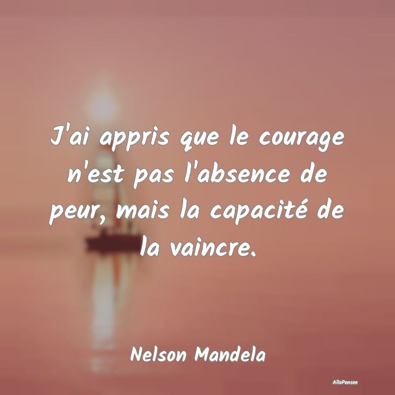 Citation de Courage - J'ai appris que le courage n'est pas l'absence de ...
